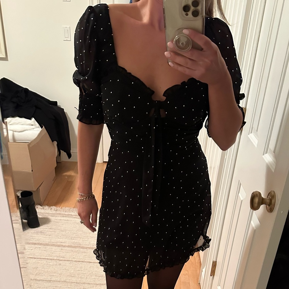 For Love and Lemons black sequin mini dress